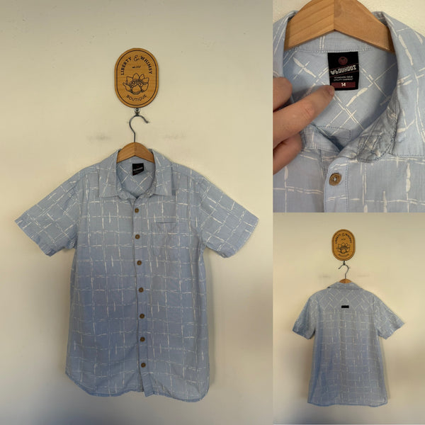 Bauhaus light blue button up shirt Sz 14 as new