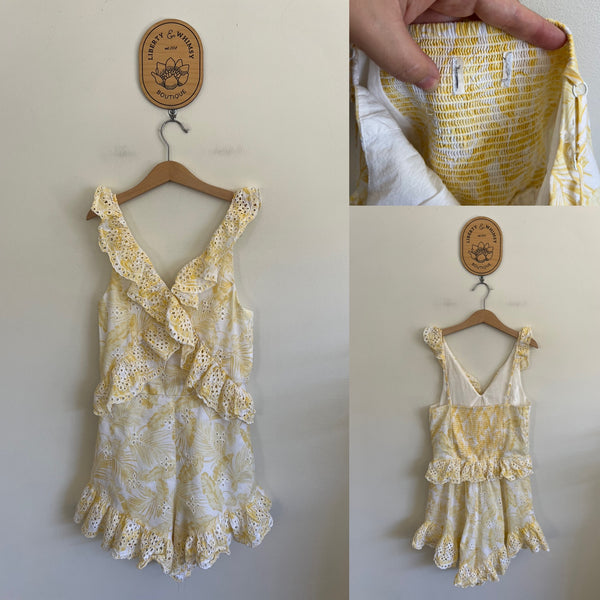 Decjuba Kids yellow broderie jumpsuit Sz 10-12 (tag cut) as new
