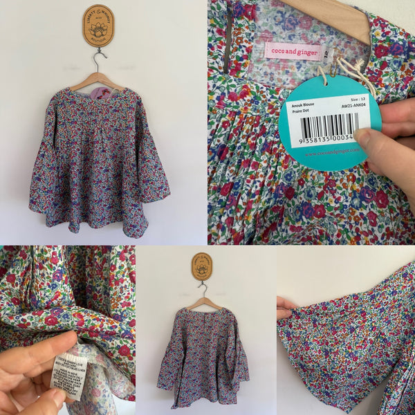 Coco & Ginger Anouk cotton/linen blouse Sz 12 NWT