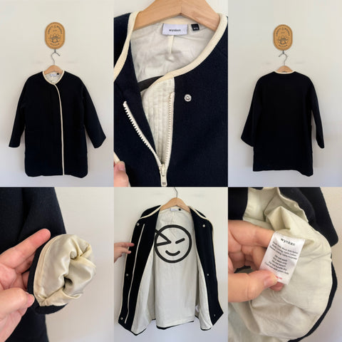 Wynken deep navy melton wool coat Sz 6-7 RRP $216 as new