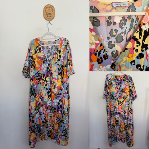 Little Party Dress animal print colourful dress Sz 18 NWOT