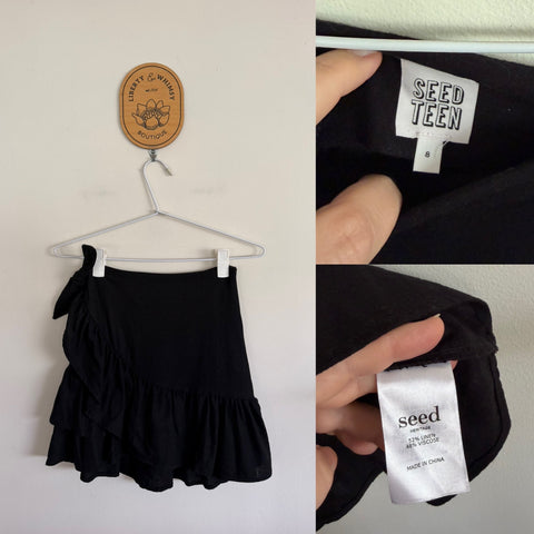 Seed Teen black wrap skirt Sz 8 as new