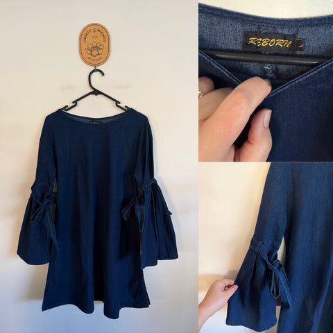 Reborn dark denim short dress/tunic Sz L as new