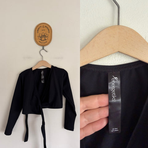 Energetiks black wrap dance top Sz 6-7 NWOT