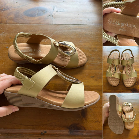 Taking Shape gold sandals Sz 8 RRP $79.95 NWOT