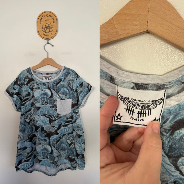Paper Wings frill neck T-shirt Sz 12 VGUC
