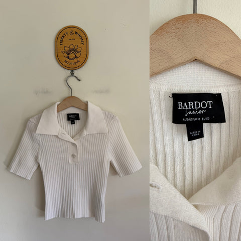 Bardot Junior white ribbed top Sz 12 NWOT