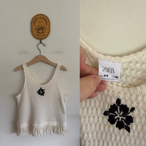 Zara Girl beige knit top Sz 8-9 NWOT