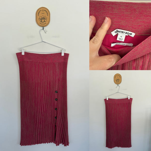 Country Road pink ribbed Italian yarn skirt Sz XL RRP $179.99 as new