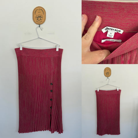 Country Road pink ribbed Italian yarn skirt Sz XL RRP $179.99 as new