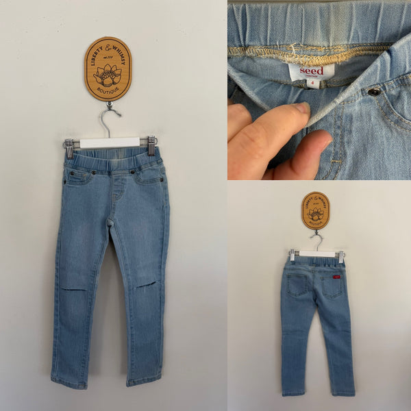 Seed distressed jeans Sz 4 as new - slight lighter patch on waistband but I think it’s part of the distress