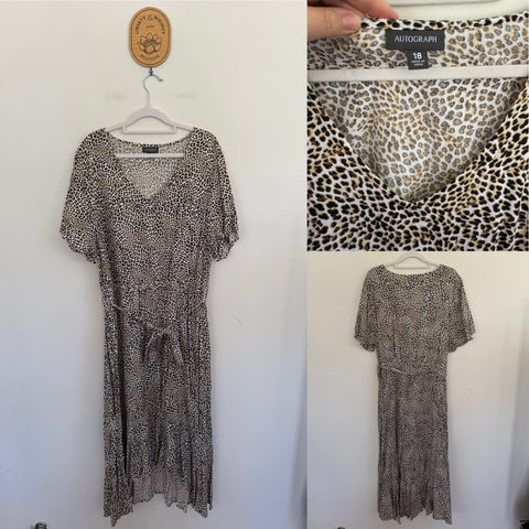 Autograph leopard print belted dress Sz 18 as new (washed only)