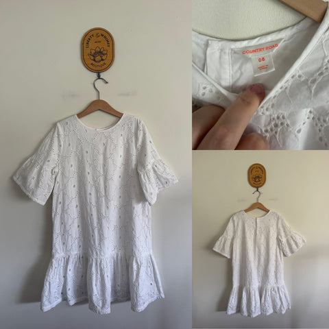 Country Road white broderie dress Sz 8 EUC