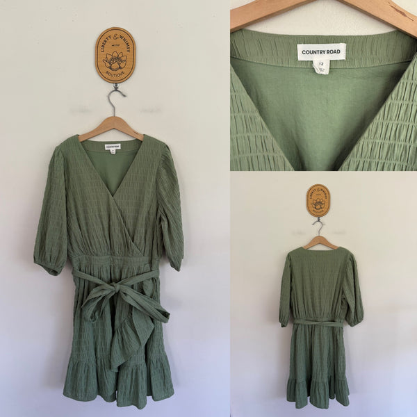 Country Road khaki wrap dress Sz 12 NWOT