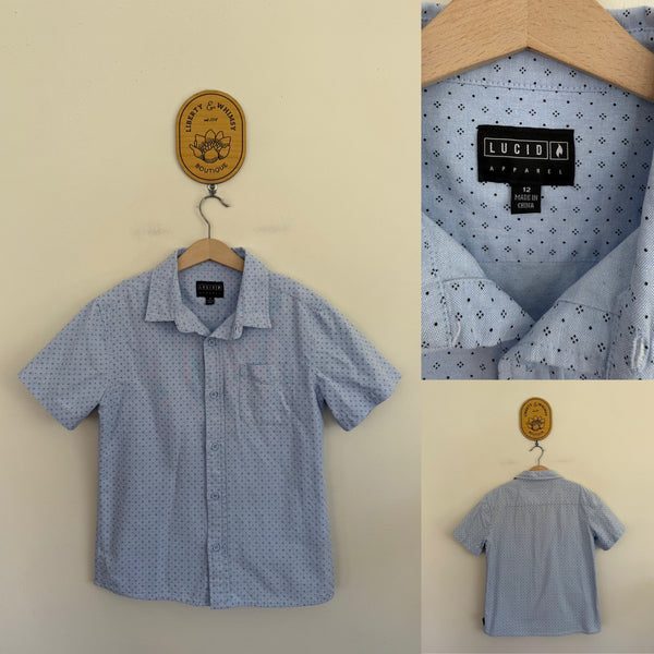 Lucid blue print shirt Sz 12 EUC
