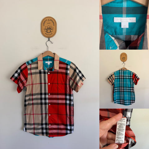 Burberry multi-check collared shirt Sz 12 as new
