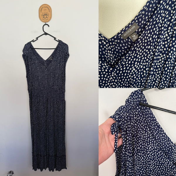 Autograph spot smocked waist dress Sz 16 RRP $99.95 as new (washed only)