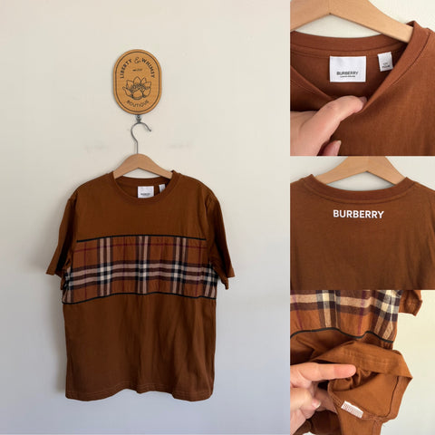 Burberry brown check tshirt Sz 12 as new, washed only