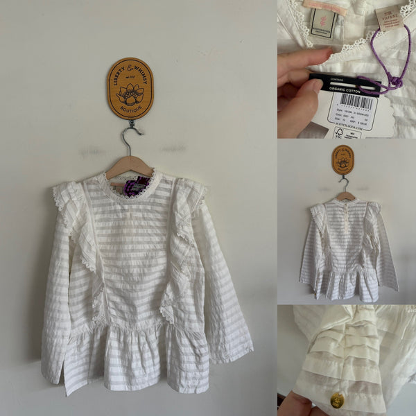 Scotch R’Belle l/s white pleated blouse Sz 12 RRP $139.95 NWT