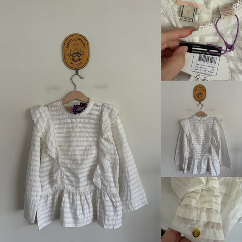 Scotch R’Belle l/s white pleated blouse Sz 12 RRP $139.95 NWT