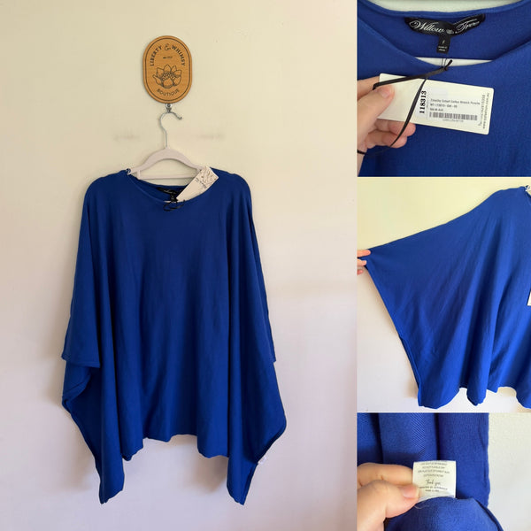 Willow Tree cobalt stretch cotton poncho One Size RRP $69.95 NWT