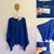 Willow Tree cobalt stretch cotton poncho One Size RRP $69.95 NWT