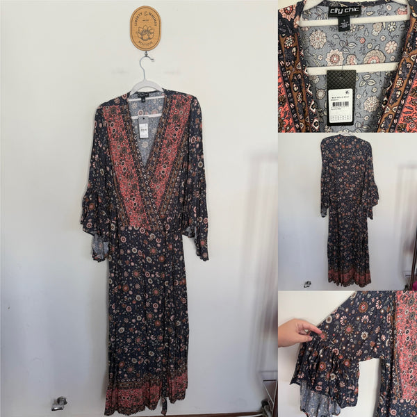 City Chic maxi belle wrap dress Sz L NWT