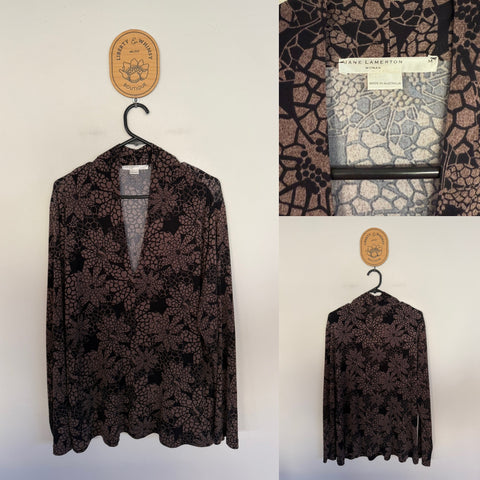 Jane Lamerton l/s flowers top Sz M as new
