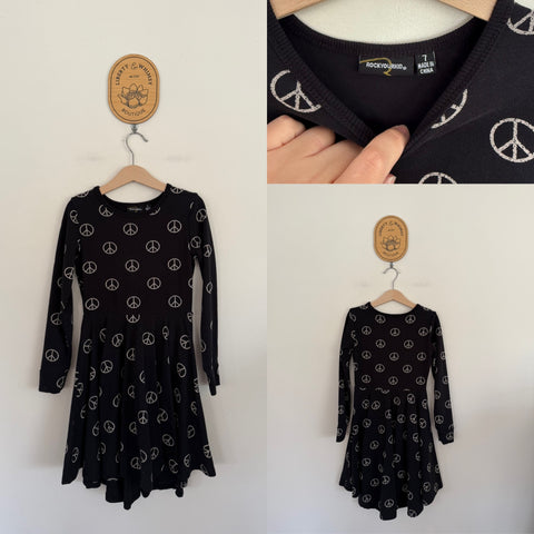 Rock Your Kid l/s peace waisted dress Sz 7 as new