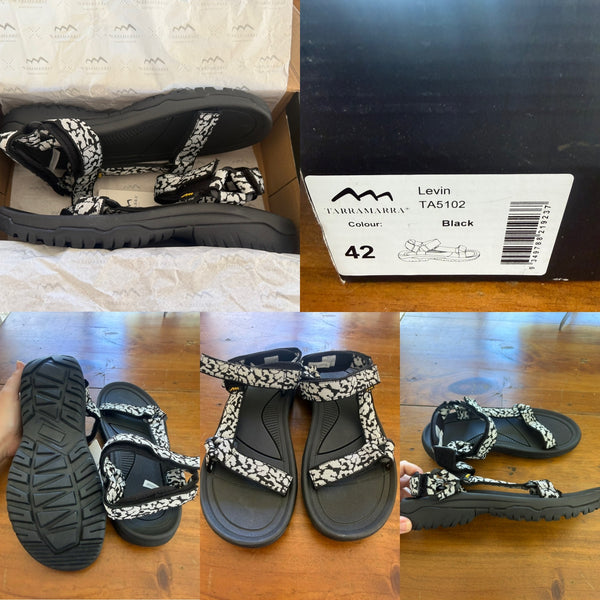 Tarramarra Levin black sandals Sz 42 BNIB