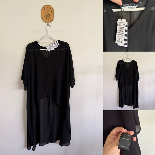 Taking Shape black chiffon layering top Sz 18-20 RRP $129.99 NWT