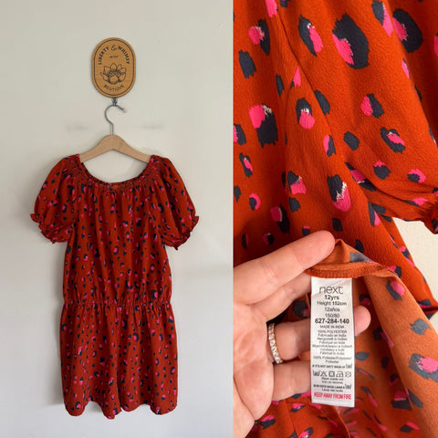 Next terracotta animal print romper Sz 12 as new (looks unworn)