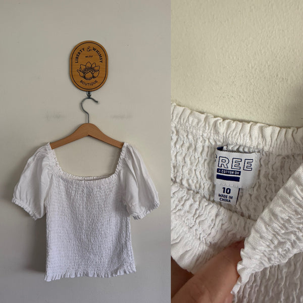 Free x Cotton On white ruched top Sz 10 as new