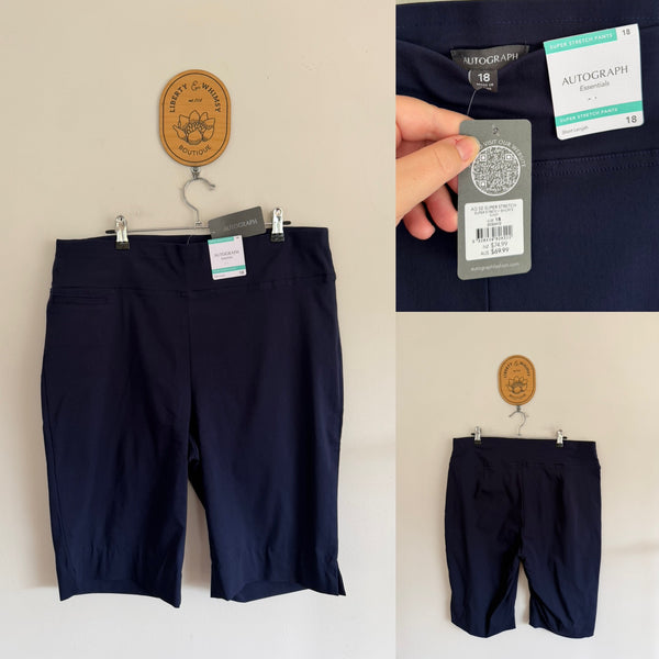 Autograph navy super stretch shorts Sz 18 RRP $69.99 NWT