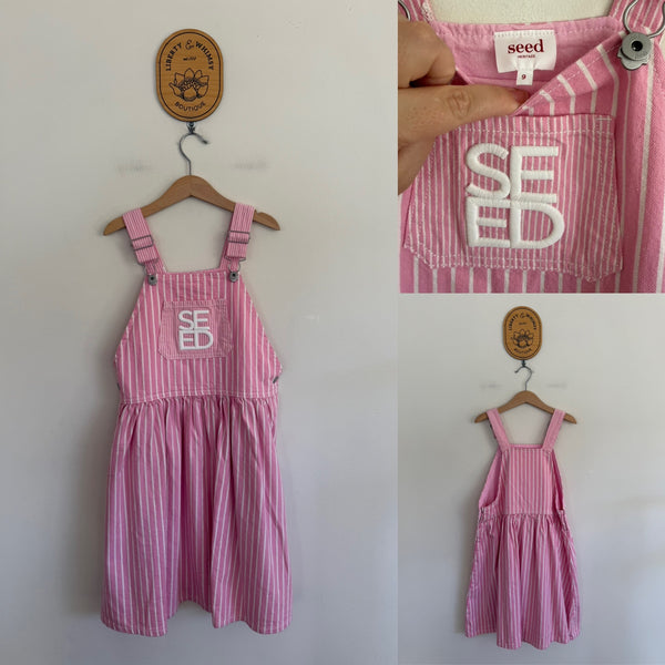 Seed pink stripe denim pinnie Sz 9 as new