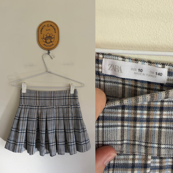 Zara Girl pleated check skirt Sz 10 NWOT