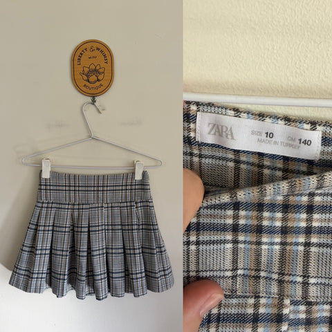 Zara Girl pleated check skirt Sz 10 NWOT