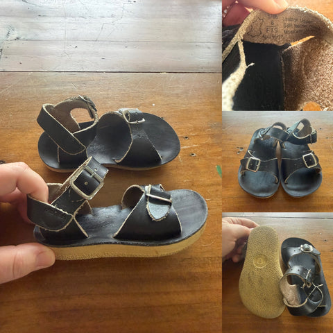 Saltwater black sandals Sz 6 toddler VGUC