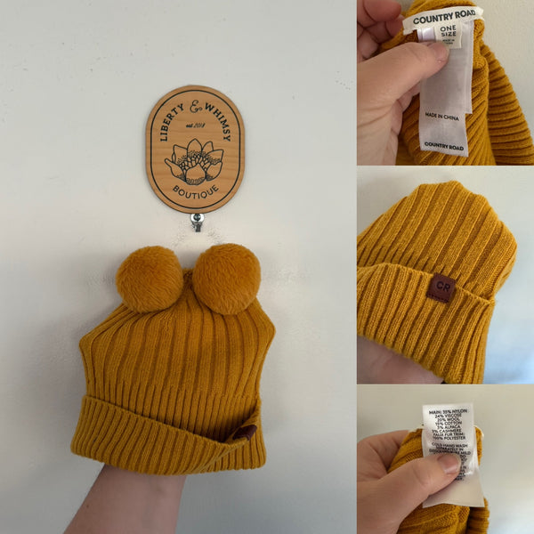 Country Road mustard beanie fit to size 5 EUC
