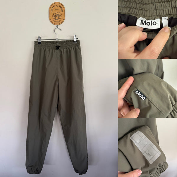 Molo khaki thick waterproof pants Sz 14 but slim waist, as new