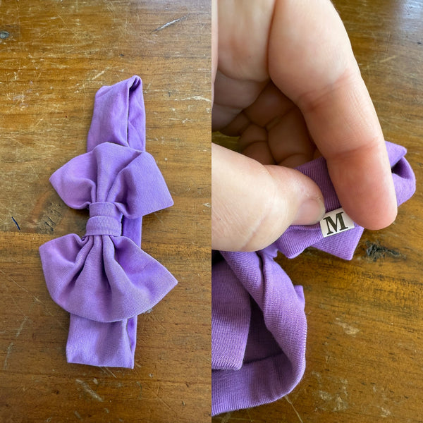 Light purple Sz M bow 19cm 6-12m NWOT