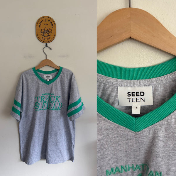 Seed Teen oversized track and field tshirt Sz 8 as new