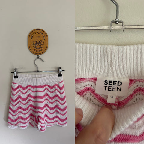 Seed Teen pink/white crochet shorts Sz 10 NWOT