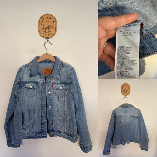 Levi’s blue denim trucker jacket Sz 12 as new