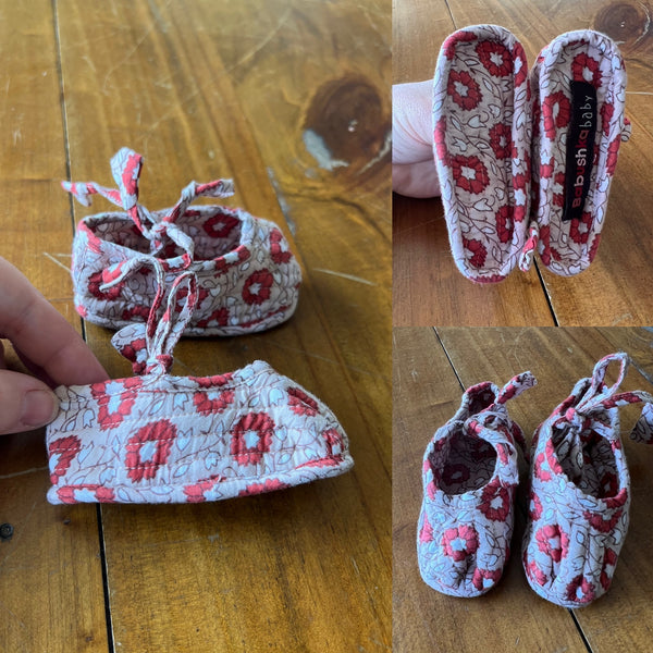 Babushka floral booties Sz 0-3m NWOT