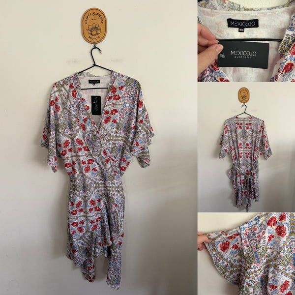 Mexico Jo floral wrap dress Sz M/L RRP $220 NWT