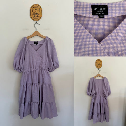 Bardot Junior purple check dress Sz 14 as new
