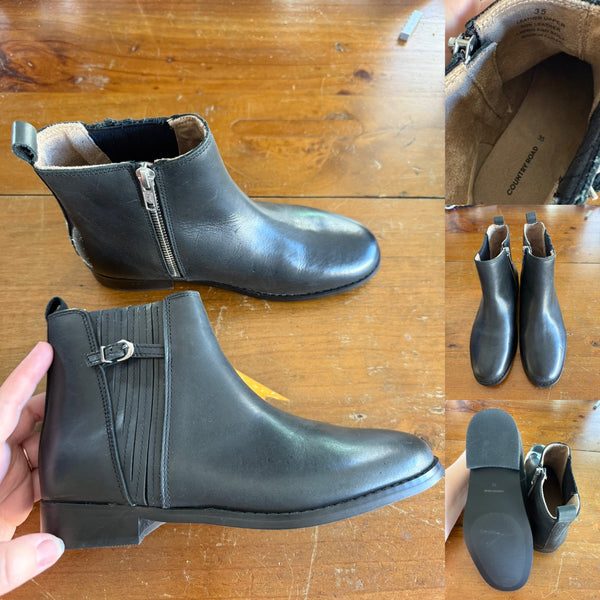 Country Road low-top black boots Sz 35 NWOB