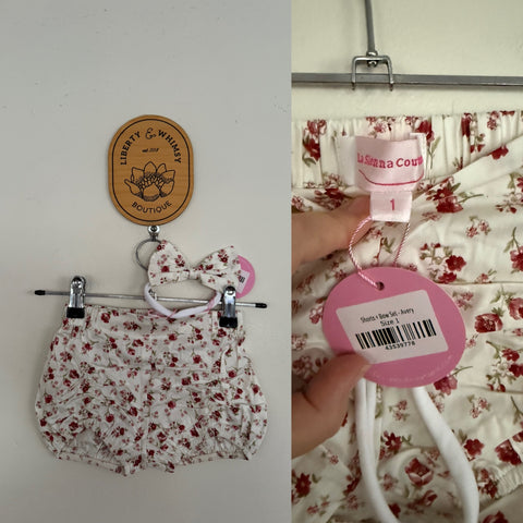 La Sienna Avery shorts and bow set Sz 1 NWT