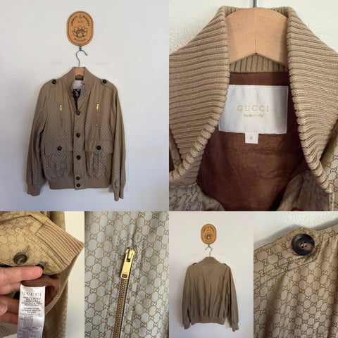 Gucci GG khaki bomber jacket Sz 8 EUC but play - see item description